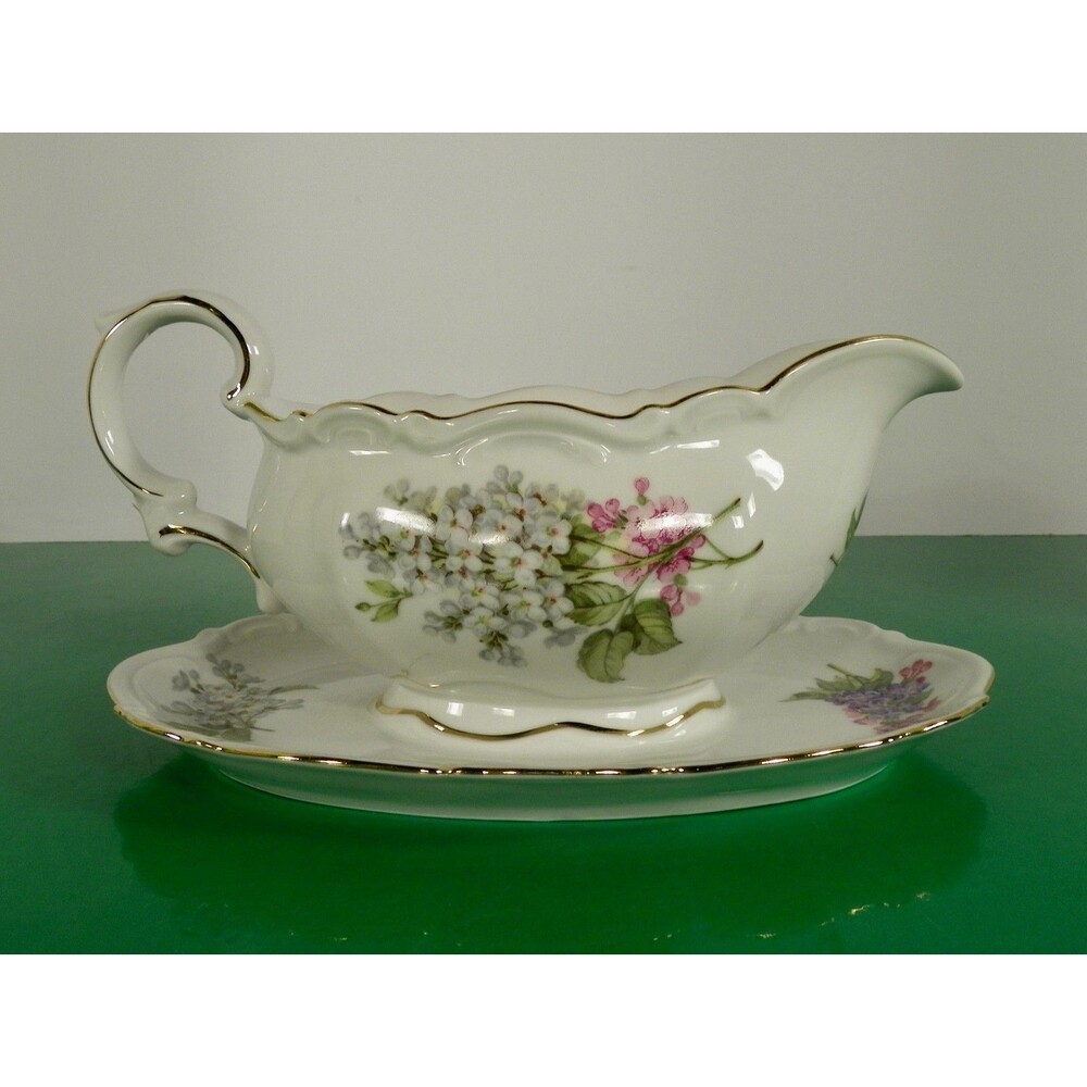 Mitterteich LILAC Gravy Boat with Attached Underplate Bavaria Germany